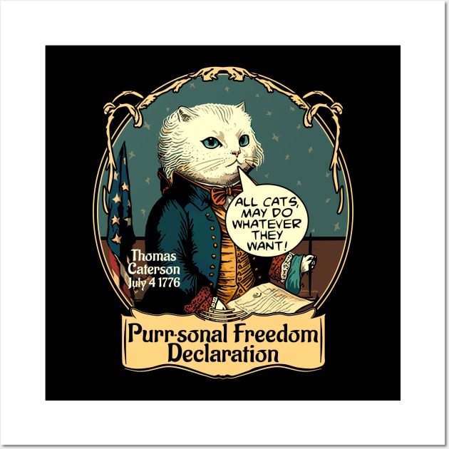 4th of July Cat USA Freedom Declaration for Cat Lovers Wall Art by Apocatnipse Meow